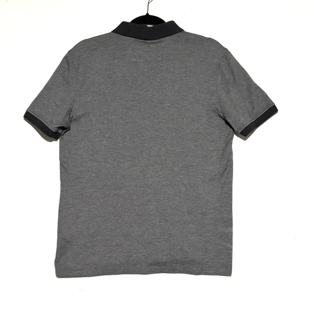 Banana Republic Polo Shirt Mens L Black White‎ Luxury Touch Herringbone Preppy